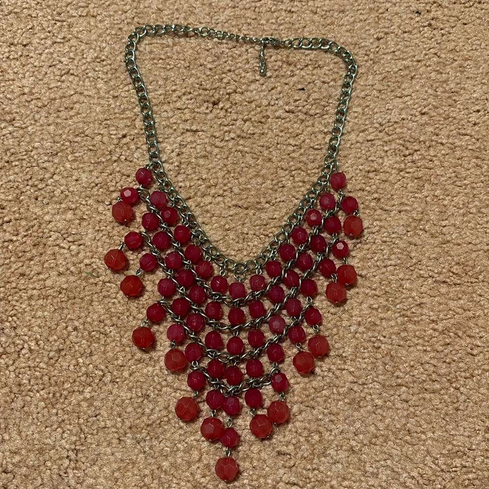 Red statement necklace